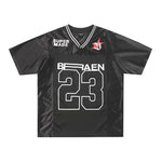 High Street Alphanumeric Printing V-neck Patchwork Short Sleeve