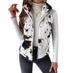 Printed Double-sided Plush Zip-up Cardigan