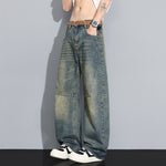 Versatile High-Street Mens Straight-Leg Denim Jeans