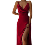 V-neck Slit Sling Dress Summer Fashion Sexy Slim Suspender Dresses For Women Clothing